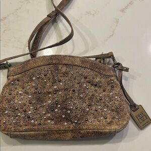 Frye Tan Studded Crossbody Bag